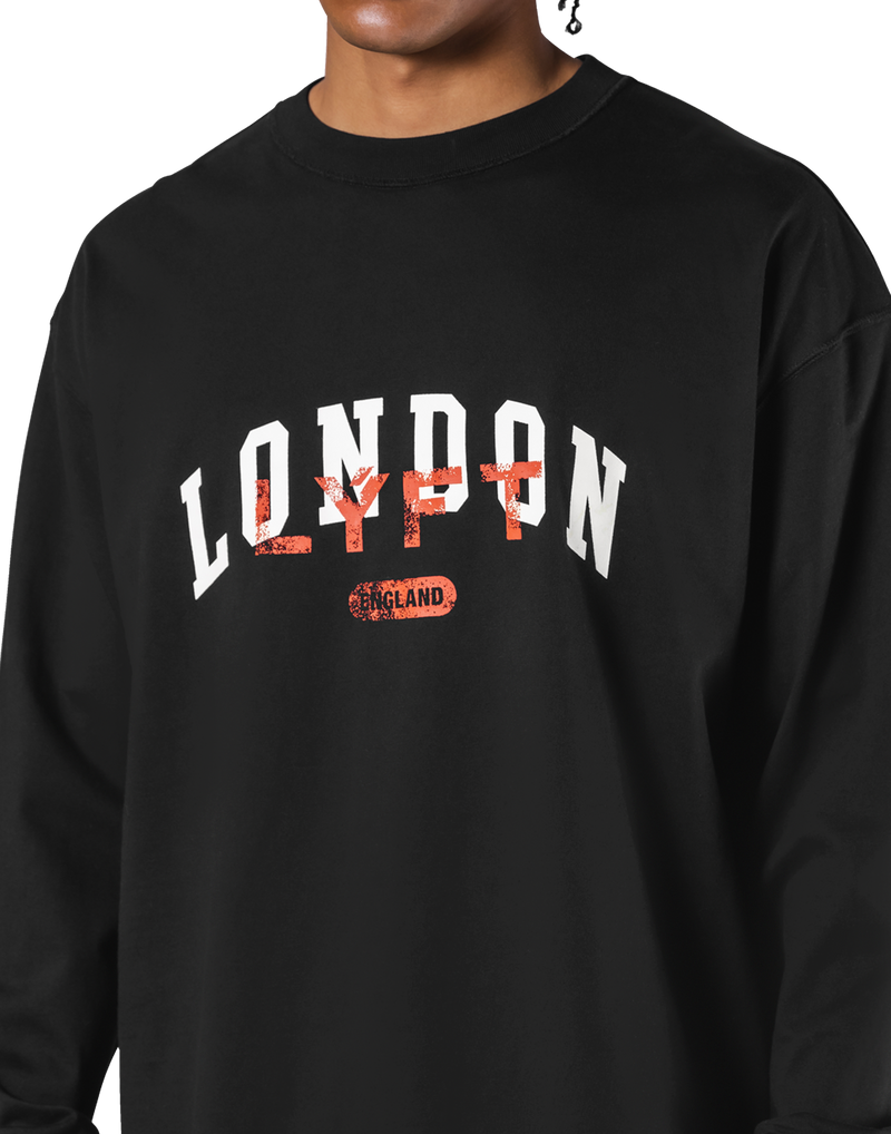 Vintage London Logo Long T-Shirt - Black