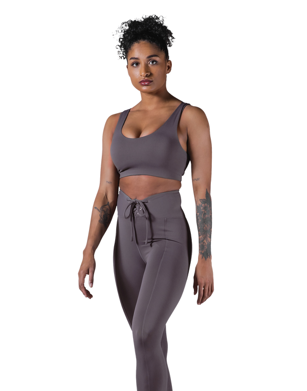 Ribbed Back Label Bratop - Ash Grey