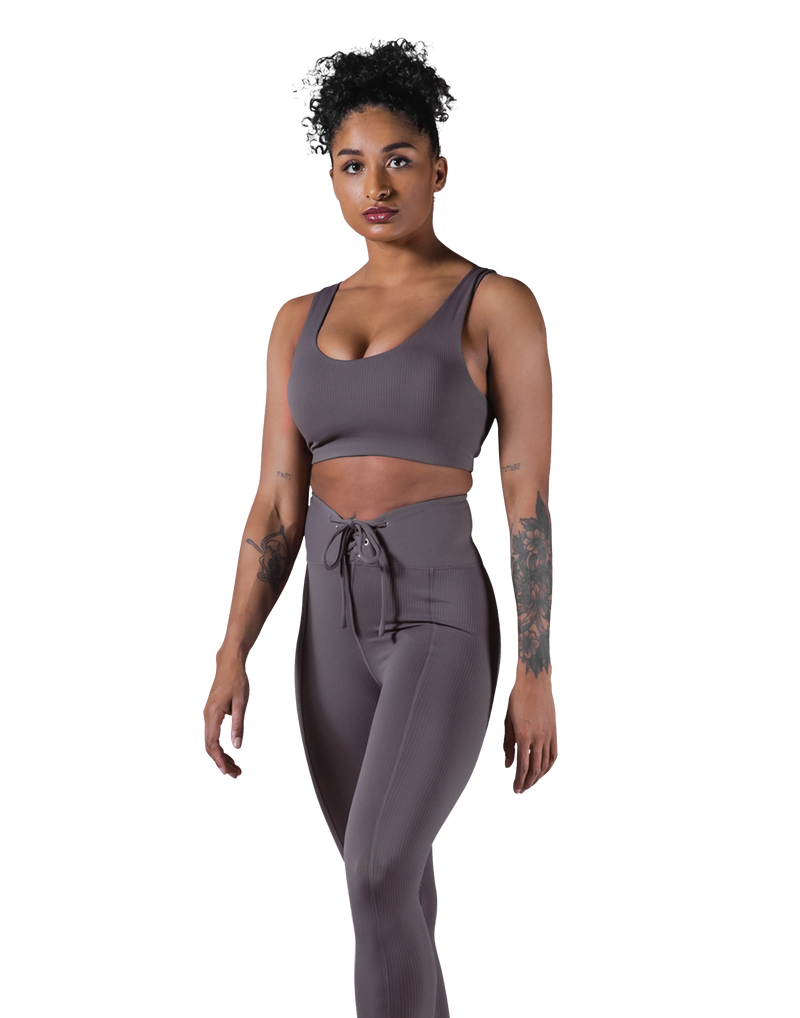 Ribbed Back Label Bratop - Ash Grey