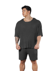 Oversize Knit T-Shirt - D.Grey