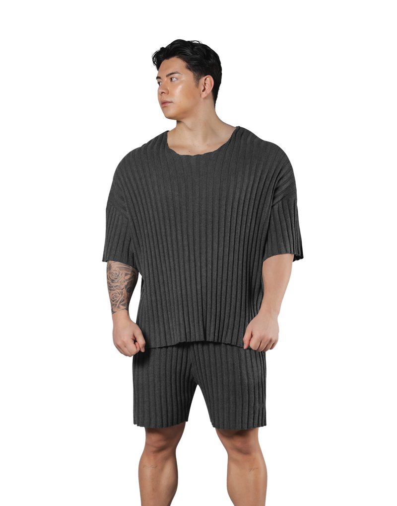 Oversize Knit T-Shirt - D.Grey