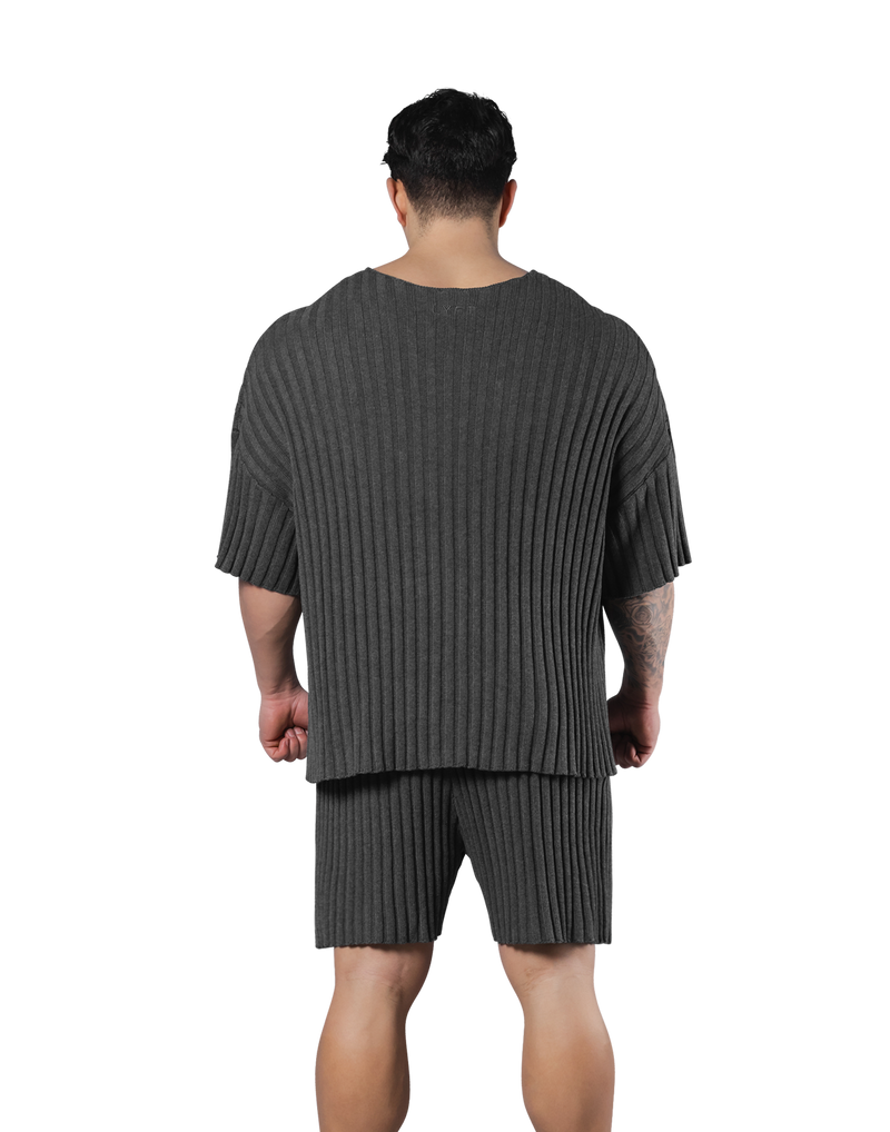 Oversize Knit T-Shirt - D.Grey