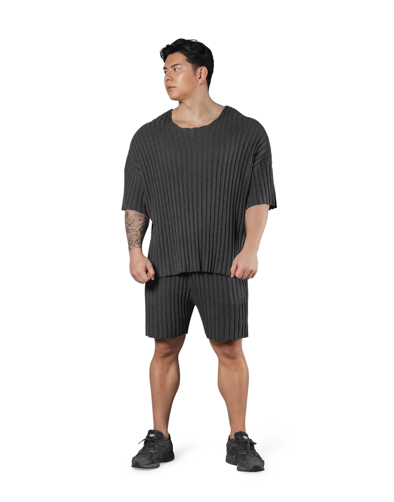 Oversize Knit T-Shirt - D.Grey