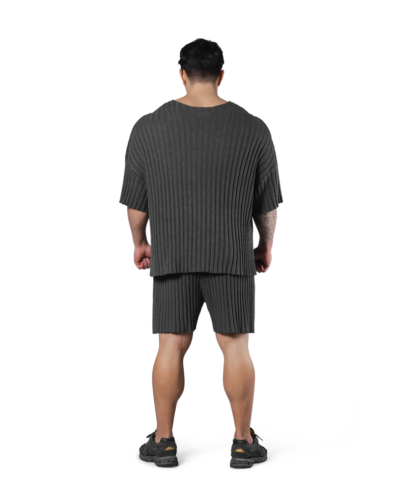 Oversize Knit T-Shirt - D.Grey