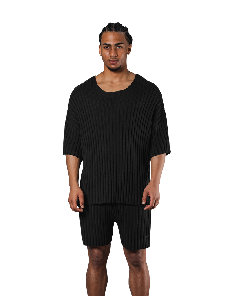 Oversize Knit T-Shirt - Black