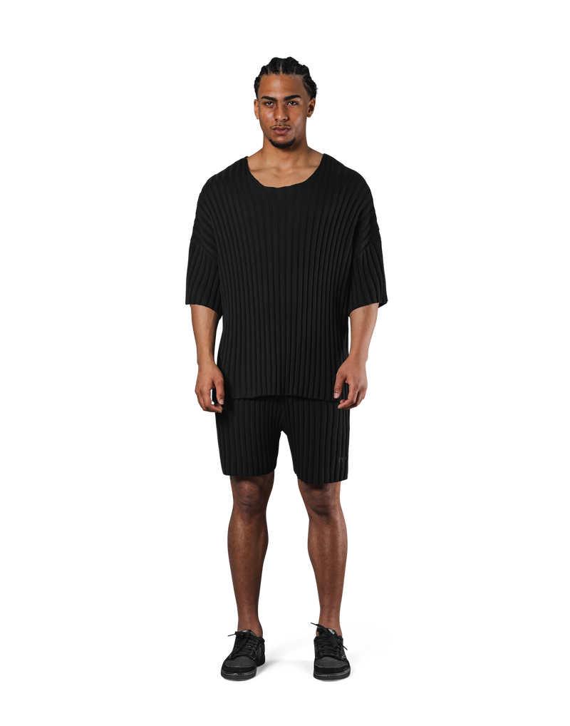 Oversize Knit T-Shirt - Black