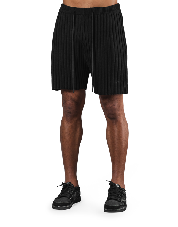 Wide Knit Shorts - Black