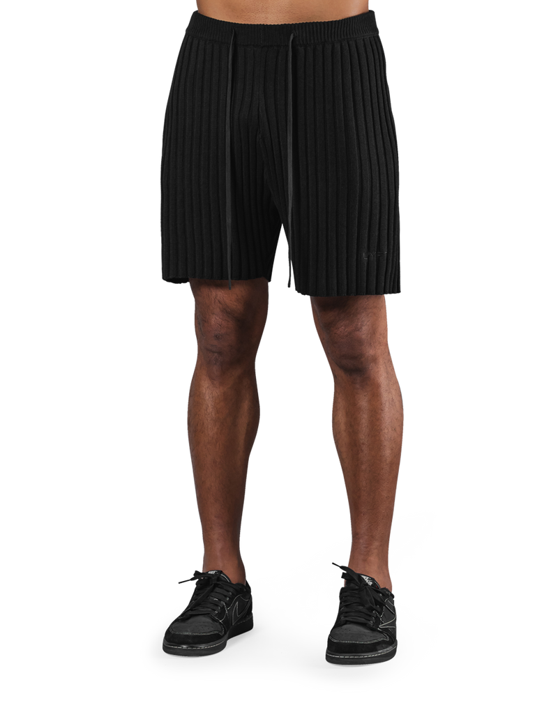 Wide Knit Shorts - Black