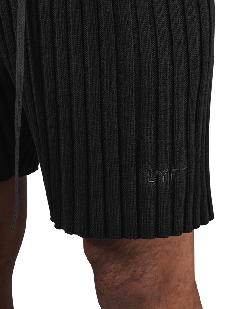 Wide Knit Shorts - Black