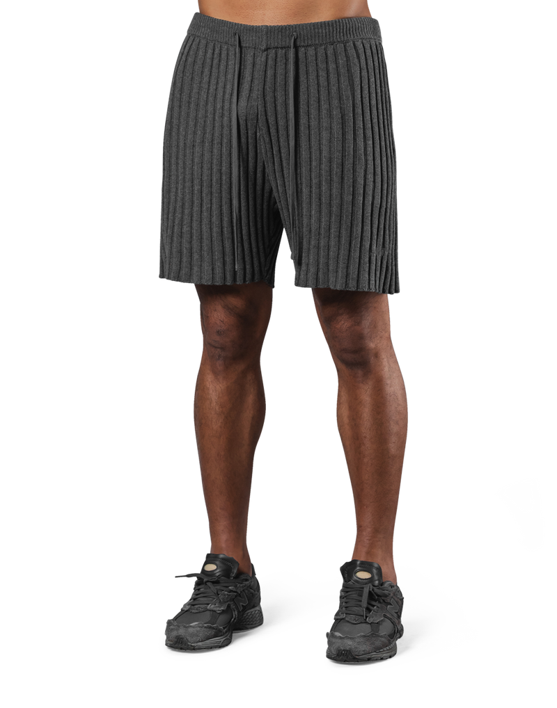 Wide Knit Shorts - D.Grey
