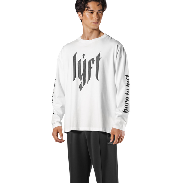 Born To LÝFT Vintage Graphic Big Long T-Shirt - White Born To LÝFT Vintage Graphic Big Long T-Shirt - White