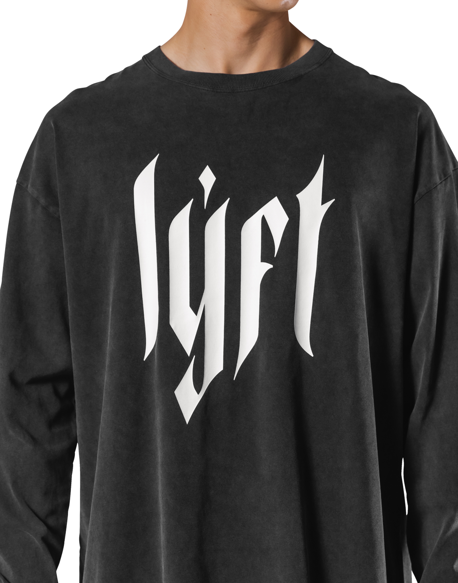 Born To LÝFT Vintage Graphic Big Long T-Shirt - Black