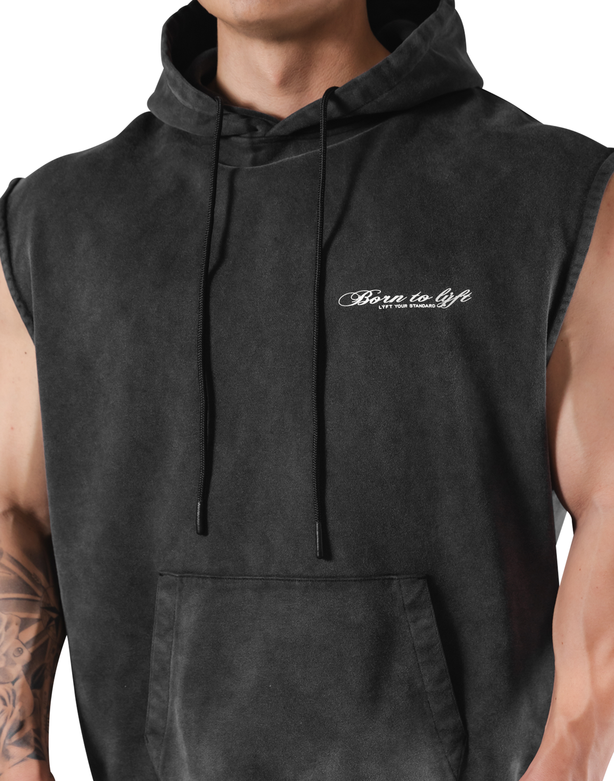 JP × UK Ring Vintage Armhole Hoodie - Black