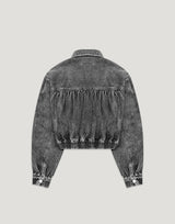 Back Gather Denim Jacket - Grey