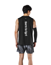 Stretch Waffle Nylon Loose Fit Tanktop - Black