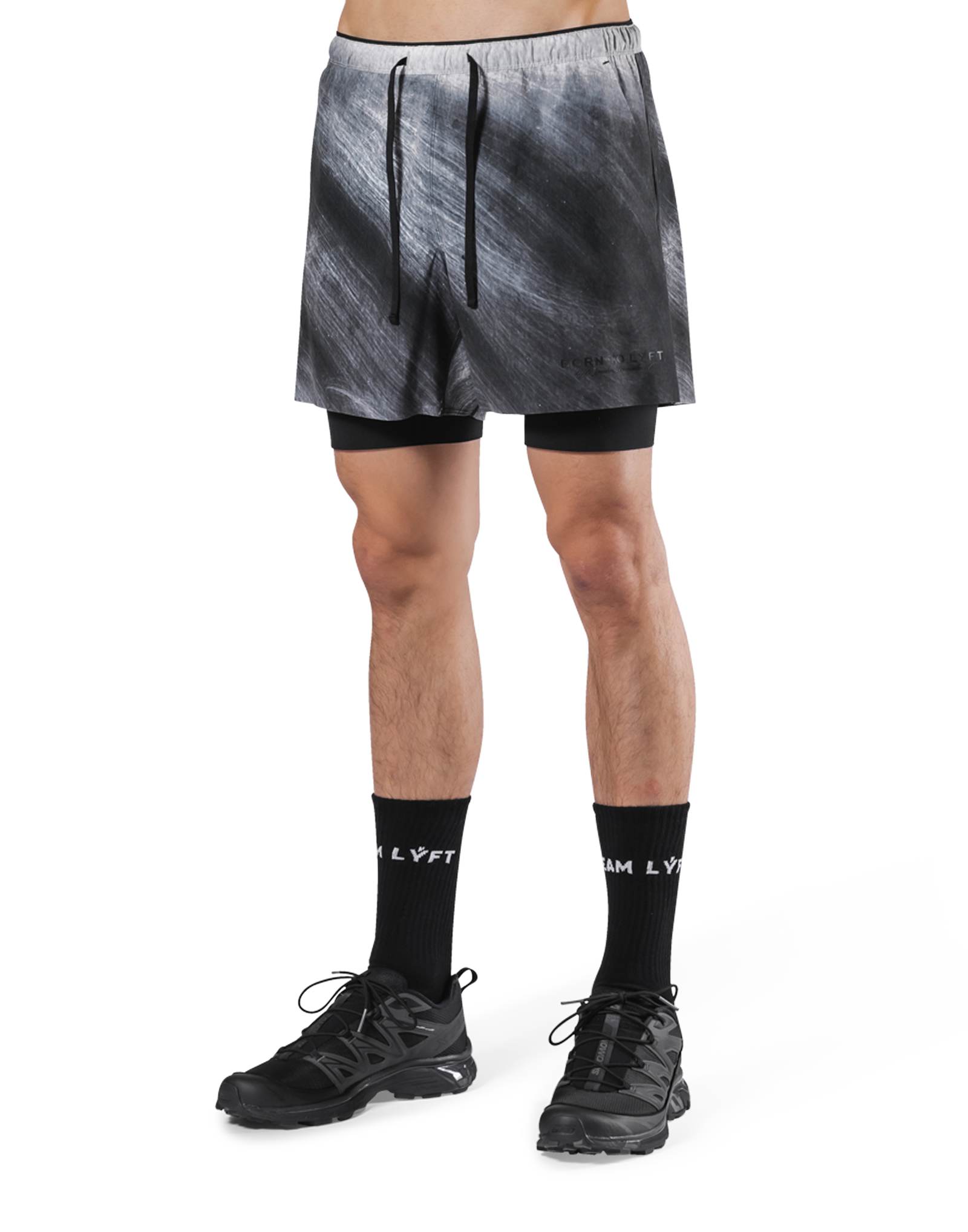 Born To LÝFT Stretch Layered Shorts - Grey