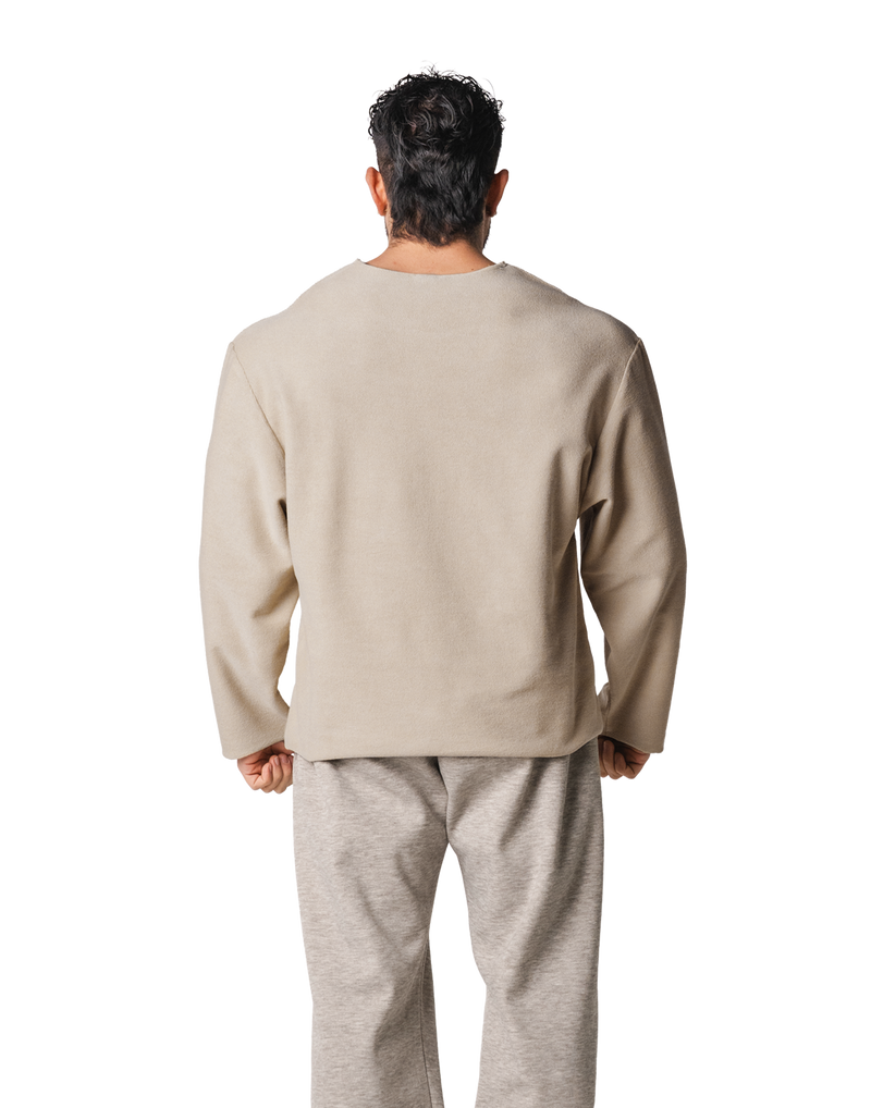 Thermal Loose Wappen Long T-Shirt - Beige – LÝFT