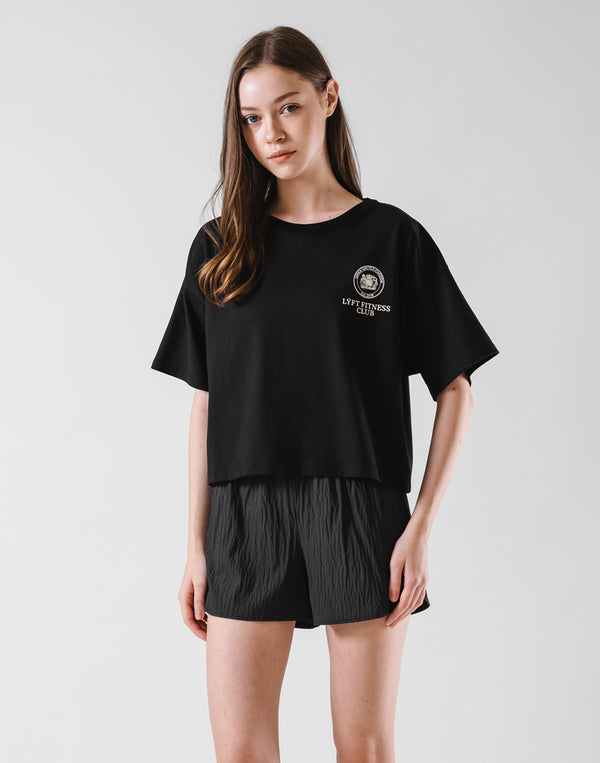 Fitness Club Ring Cropped T-Shirt - Black