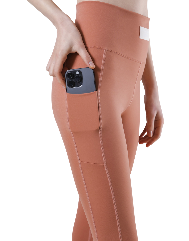 Woven Label Pocket Leggings - Coral