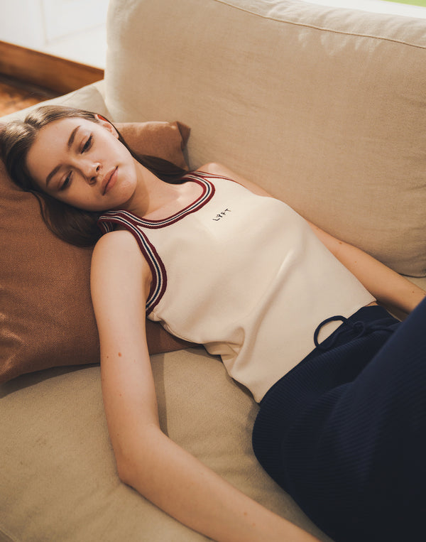 Tricolor Knit No Sleeve - Ivory