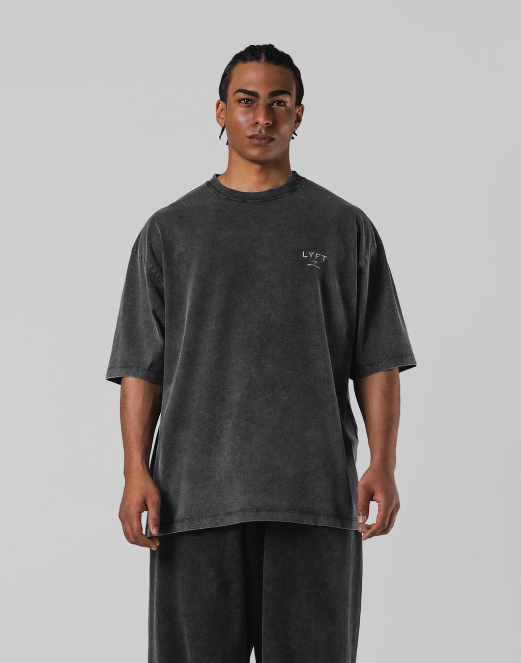 LYFT ワンポイントロゴ ビンテージエクストラビッグTシャツ ブラック One Point LÝFT Logo Vintage Big T-Shirt - Black