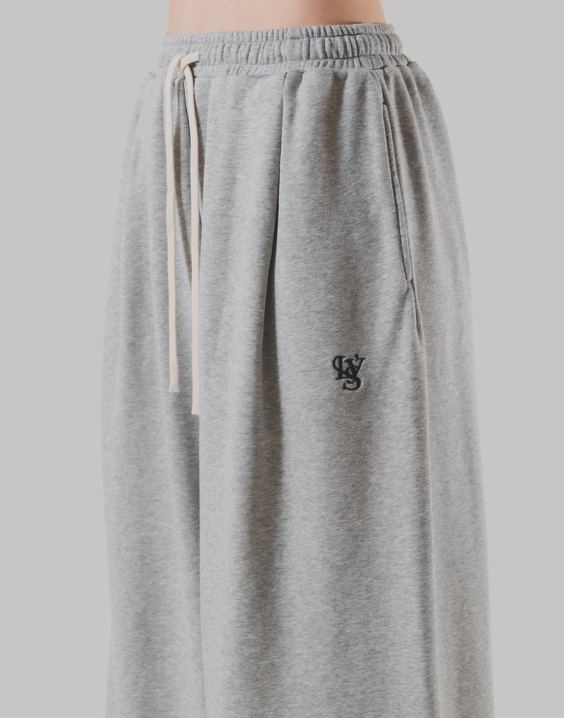 Double Pleat Wide Sweatpants - Grey