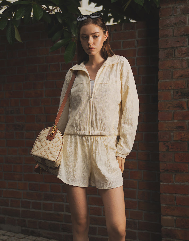 Embossed Nylon Windbreaker - White