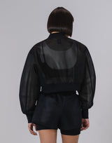Drop Shoulder Sheer Blouson - Black