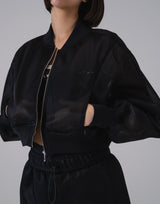 Drop Shoulder Sheer Blouson - Black