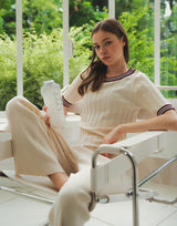Tricolor Knit T-Shirt - Ivory