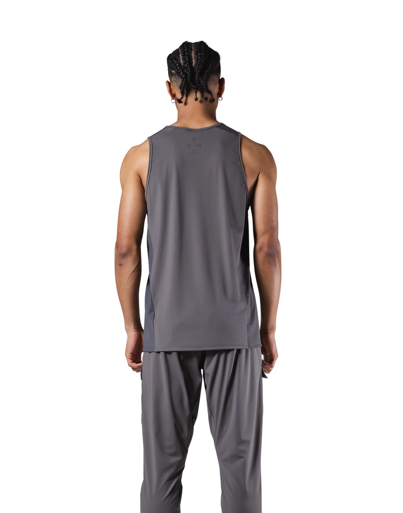 Side Waffle Stretch Standard Tanktop - D.Grey