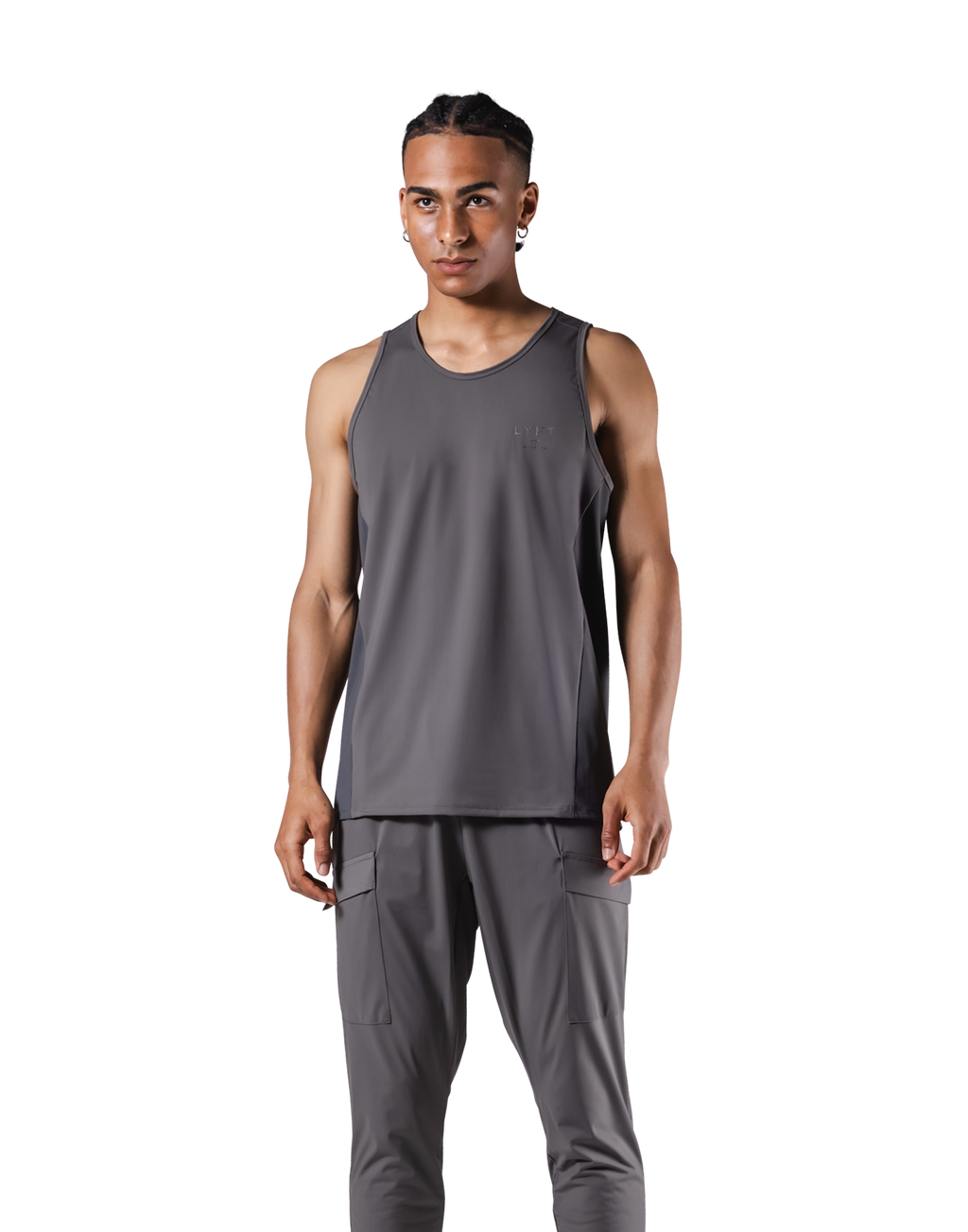 Side Waffle Stretch Standard Tanktop - D.Grey – LÝFT