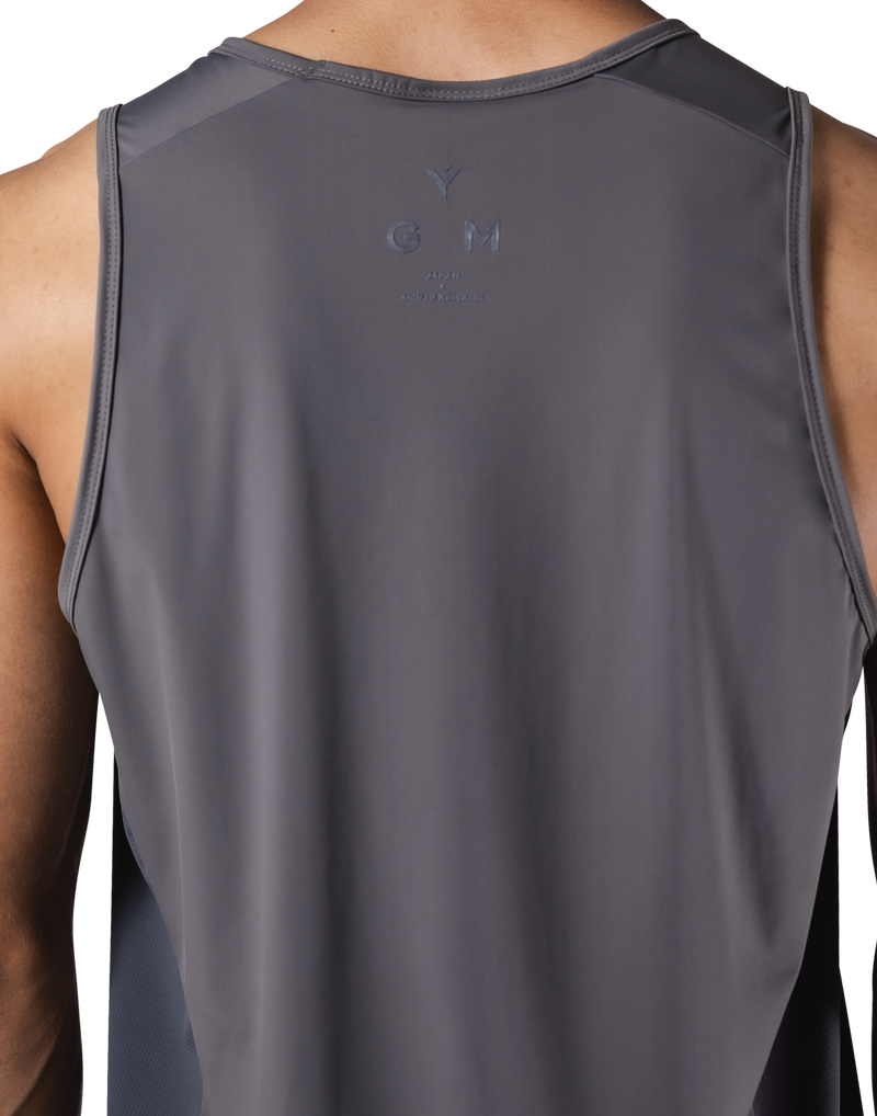 Side Waffle Stretch Standard Tanktop - D.Grey