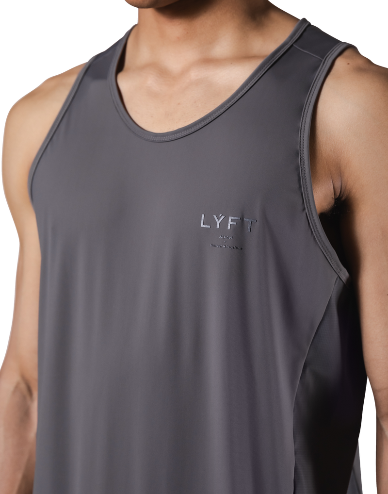 Side Waffle Stretch Standard Tanktop - D.Grey