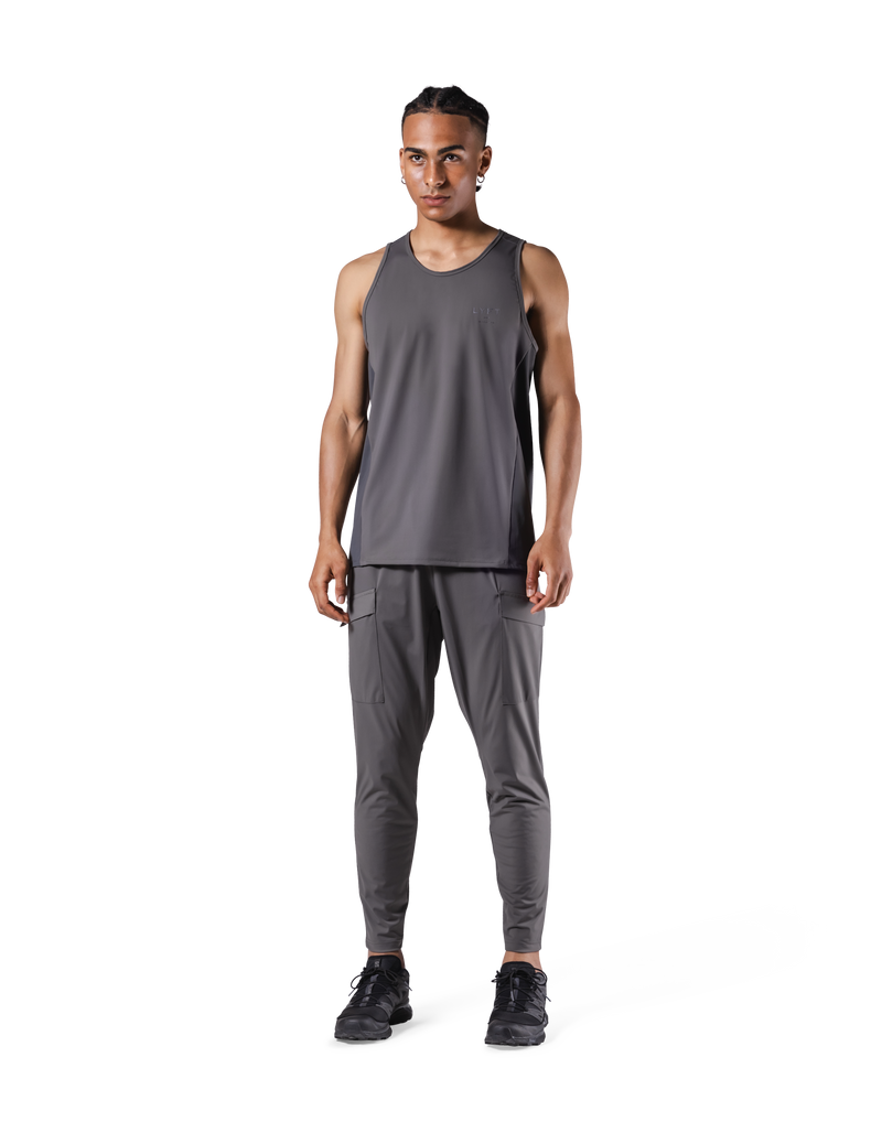 Side Waffle Stretch Standard Tanktop - D.Grey