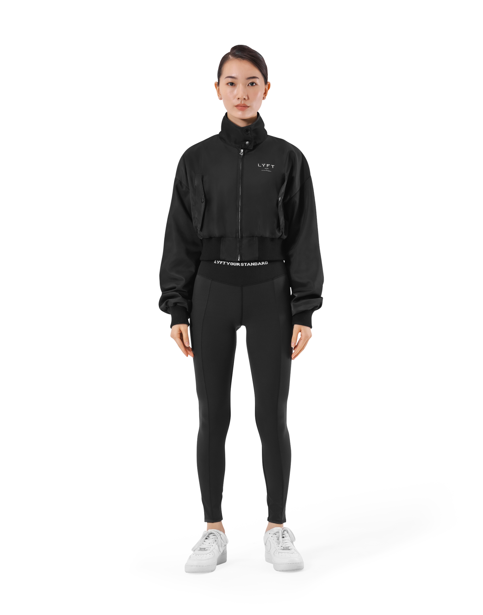 Cropped Light Bomber Jacket - Black – LÝFT
