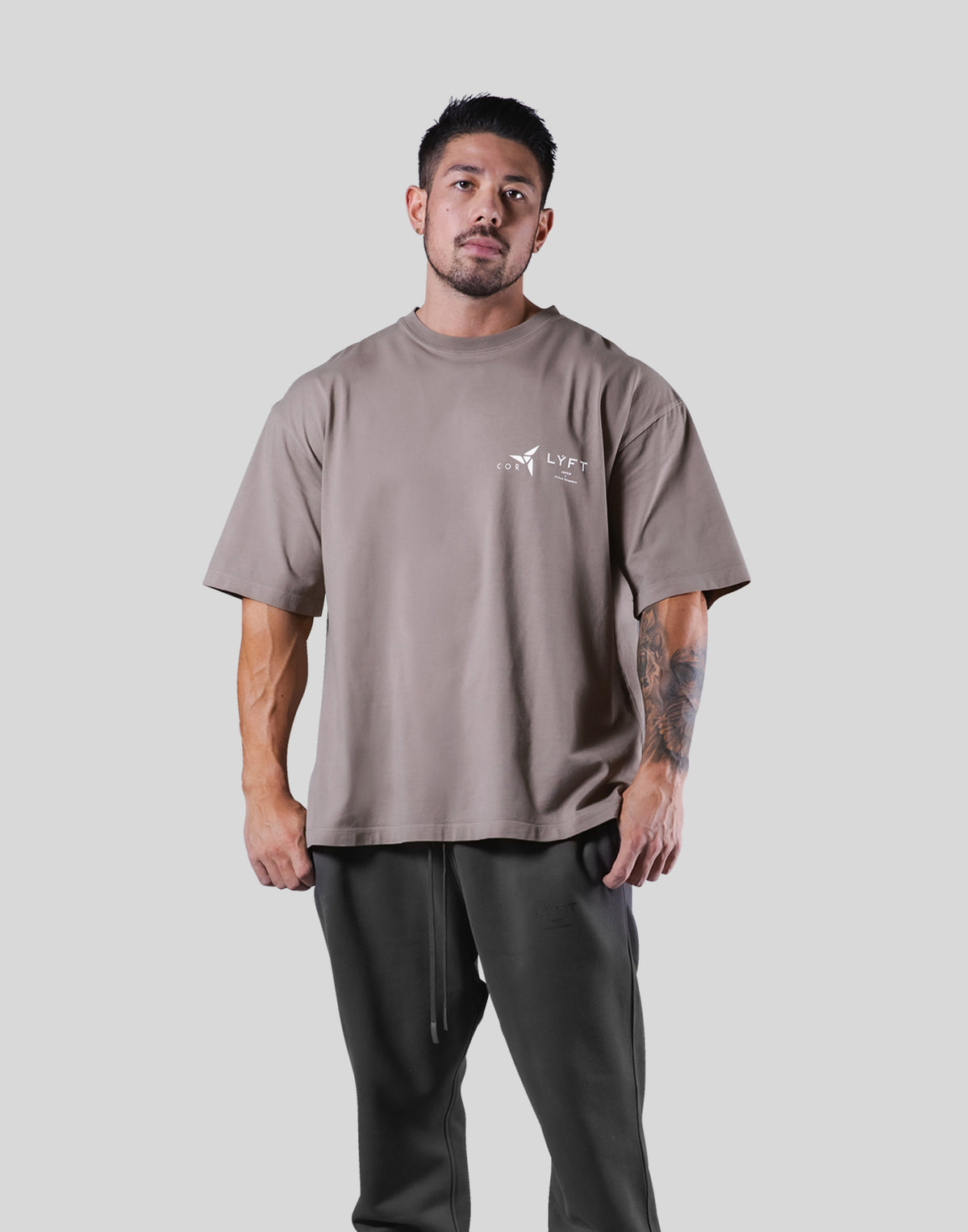 LÝFT × COR Limited Graphic Big T-Shirt - Beige