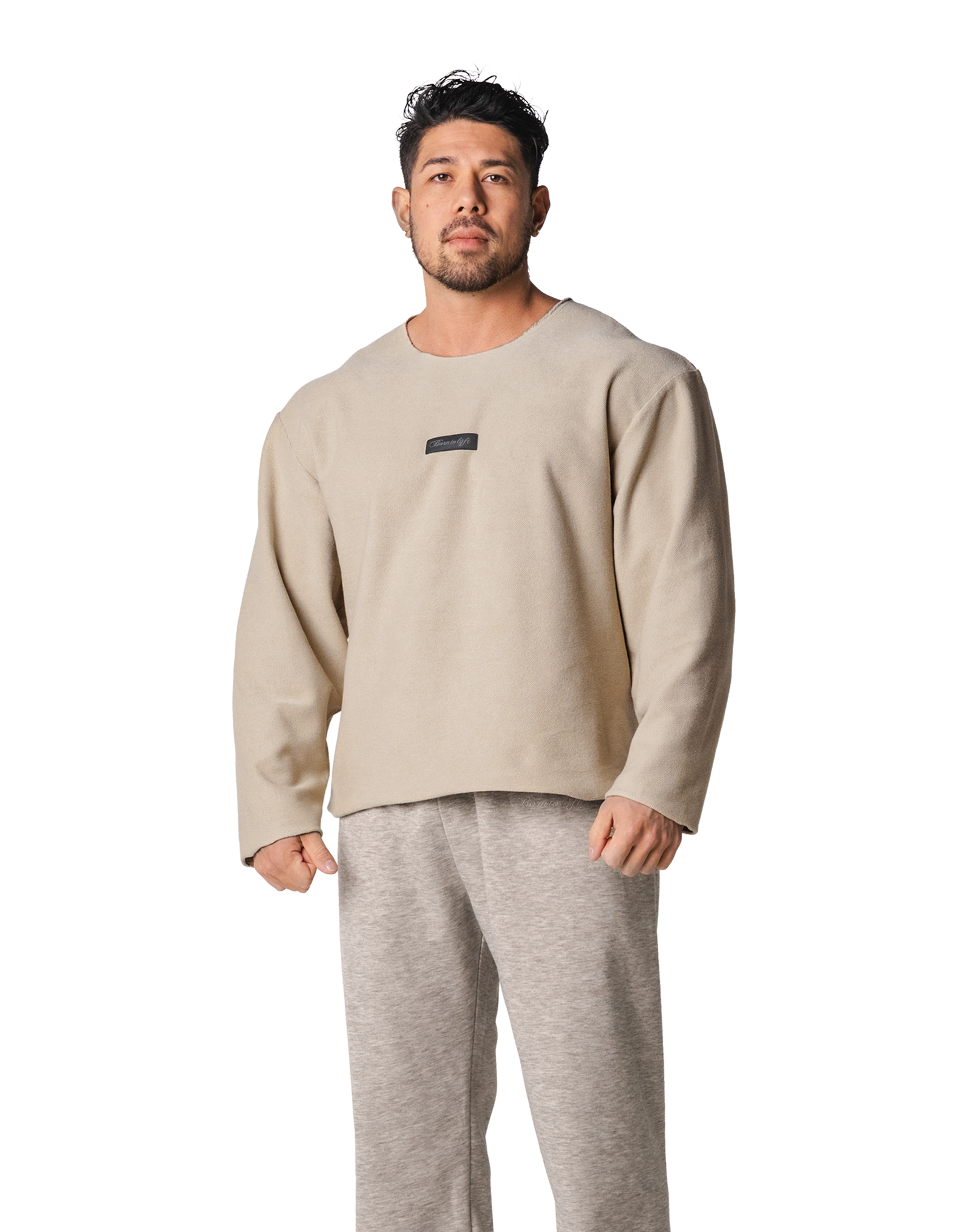 Thermal Loose Wappen Long T-Shirt - Beige – LÝFT