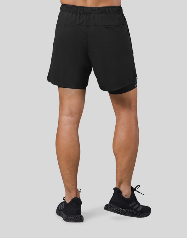 2Way Active Shorts With Leggings - Black