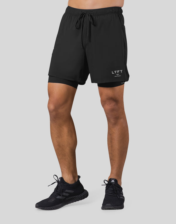 2Way Active Shorts With Leggings - Black