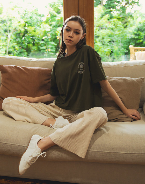 Fitness Club Ring Cropped T-Shirt - Olive