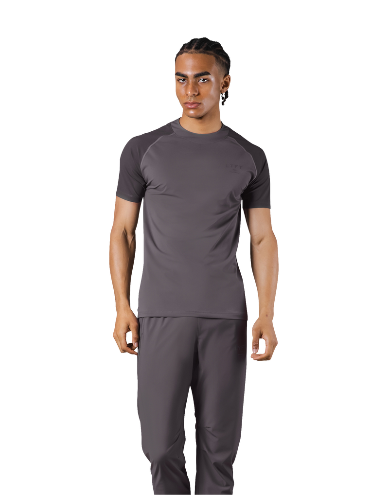 Slim Fit Mesh Sleeve T-Shirt -D.Grey
