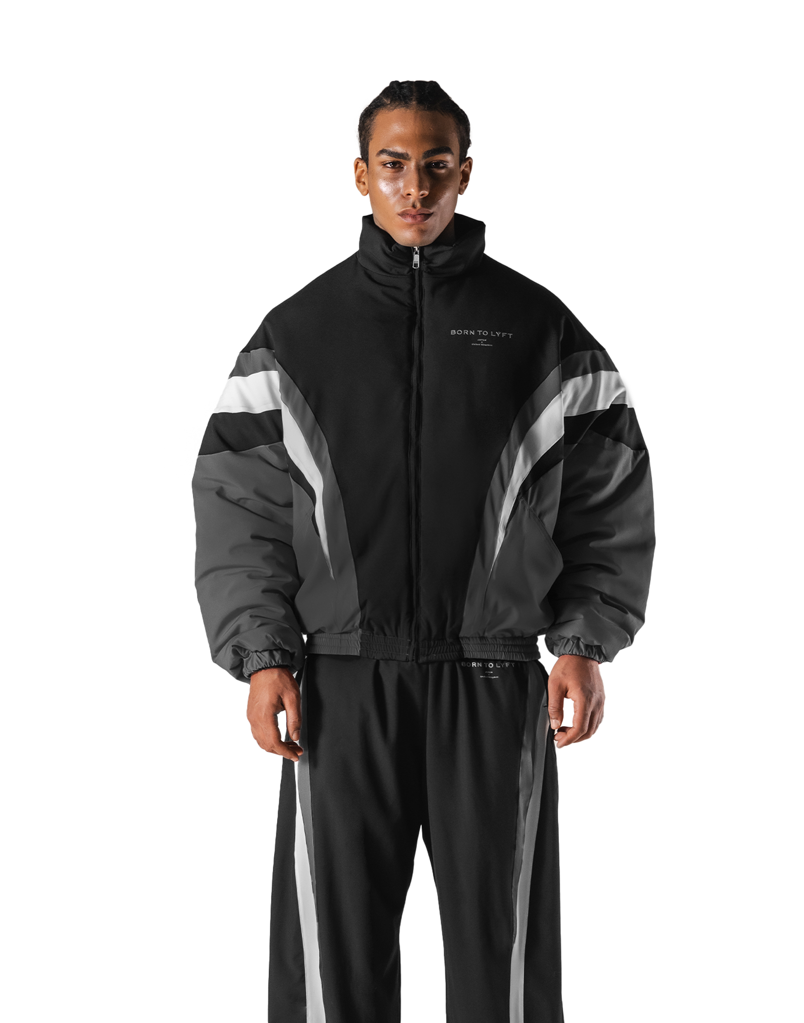 SWITCH LAYER™ 2Line TRACK | BLACK Puffer Jacket V.2 - Black – LÝFT