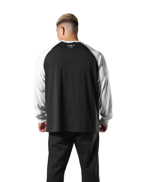 College Logo Raglan Big Long T-Shirt - Black
