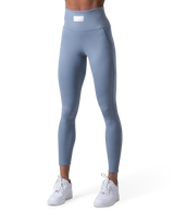 Woven Label Pocket Leggings - L.Blue