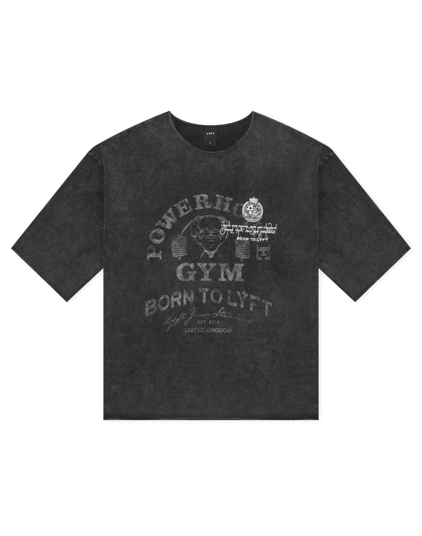 LÝFT × Power House Gym Vintage Extra Big T-Shirt - Black