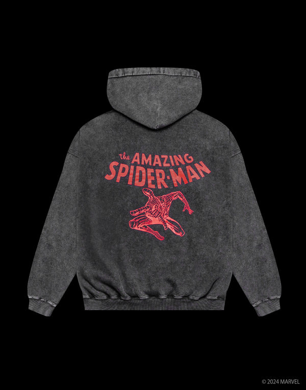 SPIDER-MAN Back Print Vintage Hoodie - Black