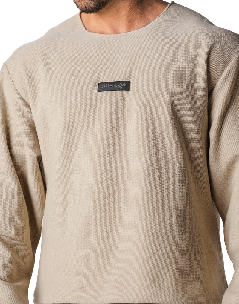 Thermal Loose Wappen Long T-Shirt - Beige – LÝFT
