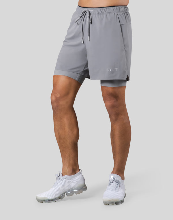 2Way Active Shorts With Leggings -Grey