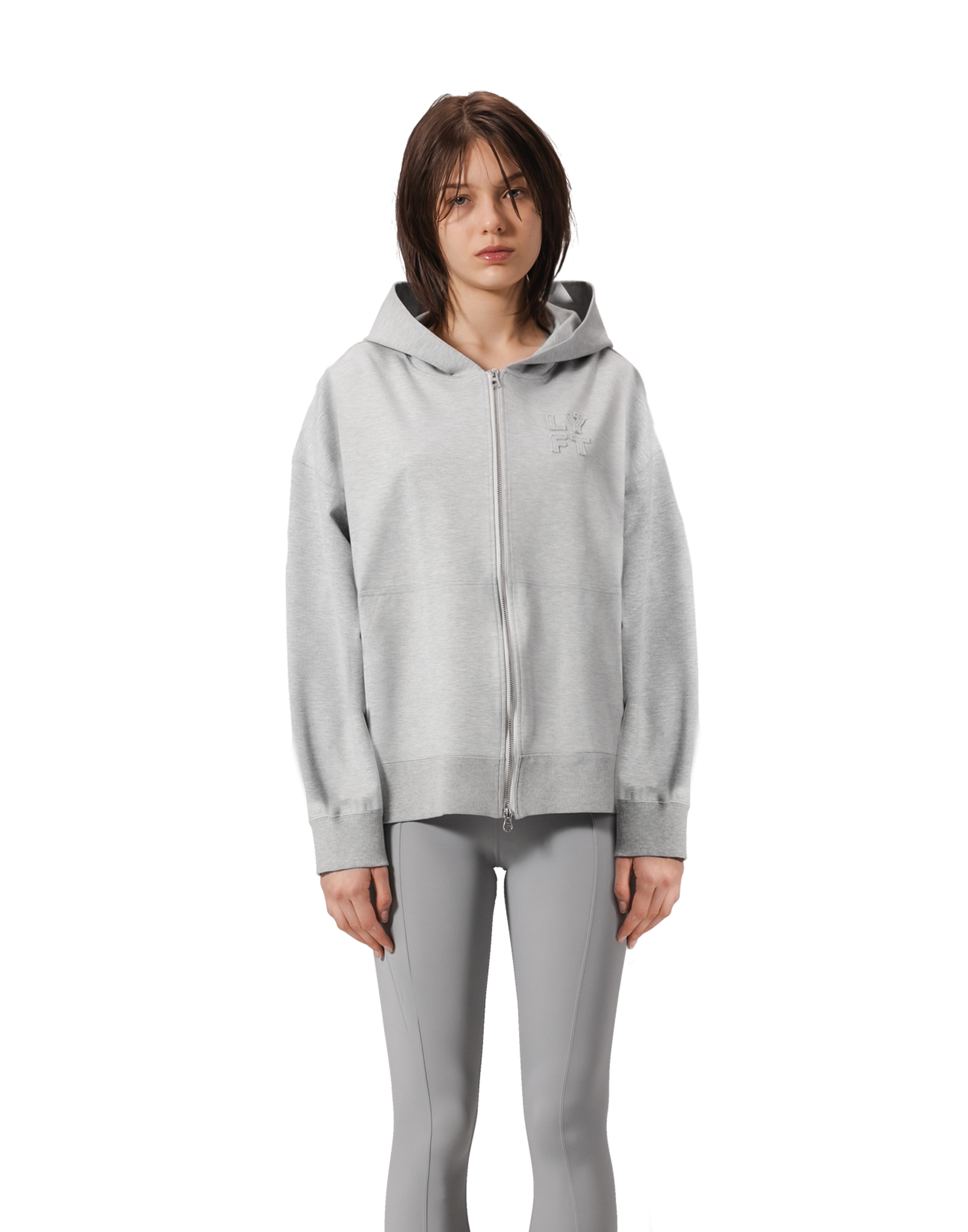 Patching Logo Zip-Up Stretch Hoodie - Grey – LÝFT